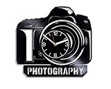 LKCAK Foto Decoración para el hogar Reloj de Pared Fotógrafo Reloj Fotógrafo Reloj de Pared Fotógrafo Moderno Reloj de Vinilo Fotógrafo de Regalo Fotógrafo Disco de Vinilo Foto Arte de Pared Reloj