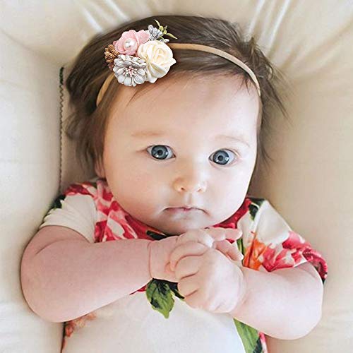 Cherrboll 4Pcs Baby Girl Headbands Flowers, Super Soft & Stretchy Nylon Floral Hairbands For Newborn Toddler #TOP3
