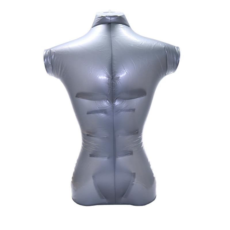 Buste de mannequin gonflable pour homme 72 cm Demi-corps Présentoir de vêtements pour vente au détail, exposition, magasin de voyage pour – pour modèle d'affichage tendance en PVC argenté durable