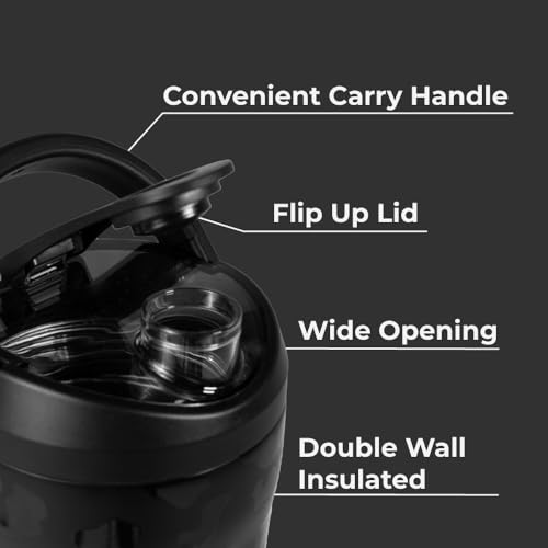 Image of HydroJug Insulated Protein Shaker Bottle 24oz, Silent Mixing, Black Leopard