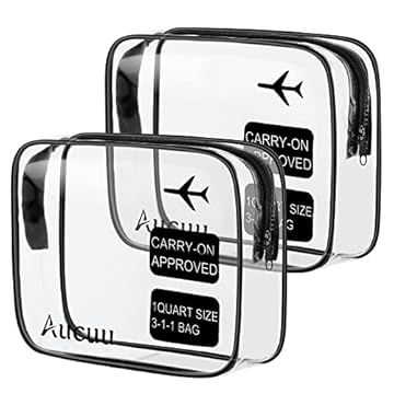 Aucuu Beauty Case Trasparente, 2 Pezzi Borse Da Toilette Trasparente, Borse da Viaggio Impermeabile, Borsa Cosmetici Trasparente, Cosmetico Trasparente, Beauty Case da Viaggio