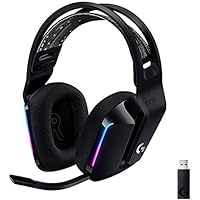 Logitech G G733 LIGHTSPEED Wireless Gaming Headset with suspension headband, LIGHTSYNC RGB, Blue VO,CE mic technology and PRO-G audio drivers, Lightweight, 29 Hour battery life, 20m range - Black