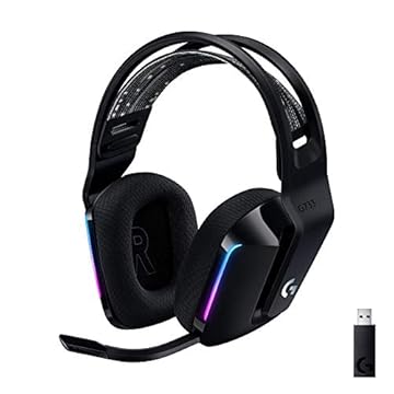 Headset Gamer Sem Fio Logitech G733 7.1 Dolby Surround com Tecnologia Blue VO!CE, RGB LIGHTSYNC, Drivers de Áudio Avançados e Bateria Recarregável para PC e PlayStation - Preto