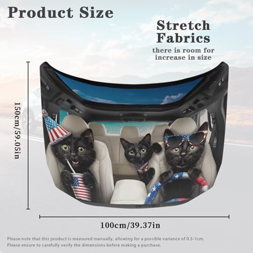 Image of Cute American Cat Hood Wraps for Cars Hood Wrap Protector Washable Car Hook Elastic Fabrics Can be Washed Hook Wraps