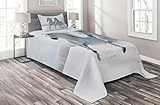 Lunarable Horse Coverlet Set Twin Size, 2 White Stallions Gallop on Snow Field Natural Landscape...