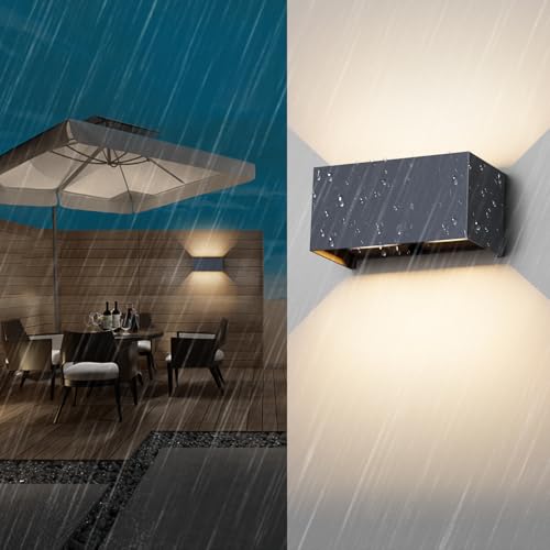 Klighten 24W Außenlampe Außenwandleuchte,2700K Warmweiß,Anthrazit – Ansicht 4