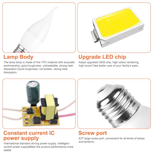 AUAUY LED Flame Light Bulb, 2W E27 Flame Effect Light Bulb, Flickering Light Bulb, 3 Lighting Modes - Image 4
