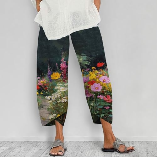 Summer Women's Colorful Graphic Printed Pants Funny Oil Painting Abstract Floral Printed Trousers with Pockets2