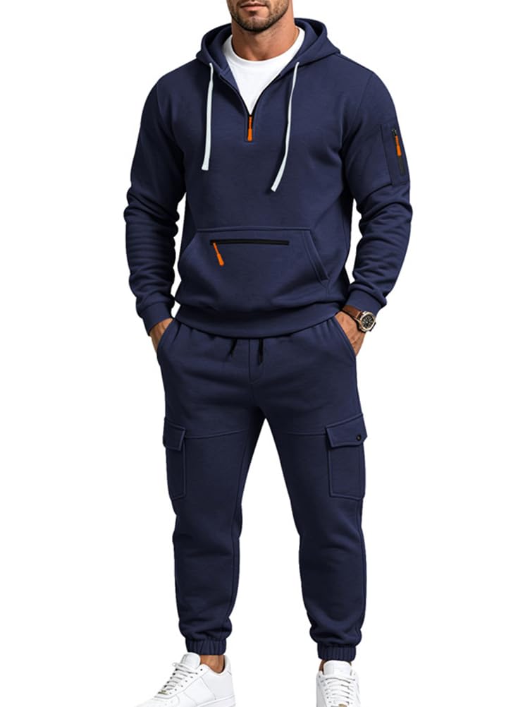 Tuta Uomo Completa Invernale Ginnastica Con Cappuccioe E Pantaloni