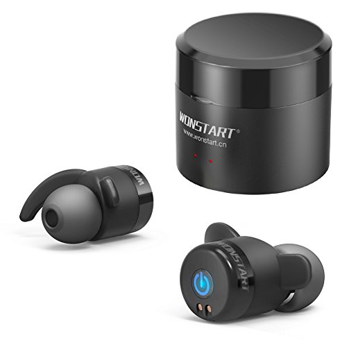 BEAUTME Wireless Earbuds,Mini True Wireless Earbuds,Bluetooth 4.2 Earphones,Sweatproof Earphones with Mic;Noise Reduction,Sport Headphones with Portable Charger, Surround Stereo Music Earphone,Black
