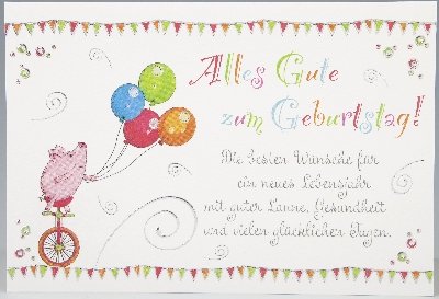 Vivo Arte Klappkarte 'Alles Gute Zum Geburtstag' - 18,5x12,5 Cm, Mit Umschlag - Lustiger Katzenspruch, Geprägt