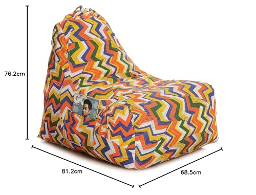 Image of Style Homez Hackey Cotton Canvas Geometric Printed Bean Bag XXL Size Filled with Beans Fillers