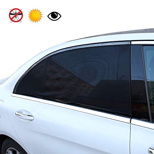 Preisvergleich Produktbild YOCZOX 2 PCS Sonnenschutz, universelle Sonnenblende, Fenstersocke, Seitenscheibensabdeckung, einfache Anbringung an den Seitenfenster, passgenau meiste Autos für Kinder, Hund etc. Schwarz, 110 x 50cm