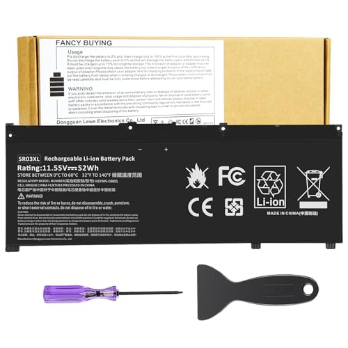 Image of 52Wh 11.55V SR03XL SR04XL TPN-Q194 Battery for Hp Pavilion 15-CX Envy X360 15-CN 15-CP 17-BW L08855-855 L08934-2C1 917678-2B1 L08934-1B1 L08934-2B1 HSTNN-IB8L HSTNN-DB8Q SR03052XL TPN-C133 TPN-C134