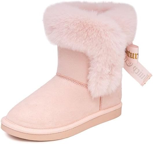 Juicy Couture Girls Winter Boots Warm Insulated Fashion Booties Mid Calf Outdoor Snow Boot for Toddler/Little Kid/Big Kid