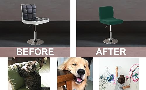 Image of LightInTheBox Bar Stool Cover Square Swivel Bar Chair Seat Velvet Bar Stool Protector Cover for Counter Height Medium Low Back Chairs (2 Pack) (Dark Green)