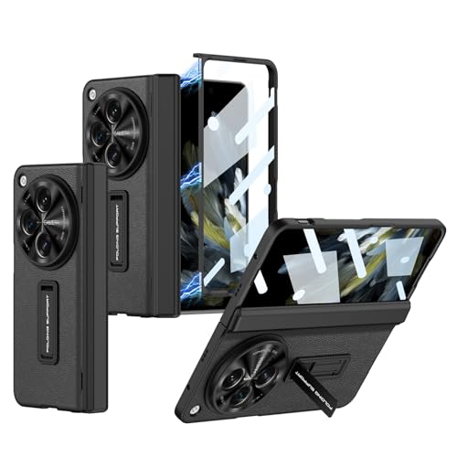 Étui rigide OnePlus Open noir en cuir avec protection d'écran intégrée