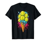 Softball Ice Cream Funny Ice Cream Softball Drip Watercolor T-Shirt