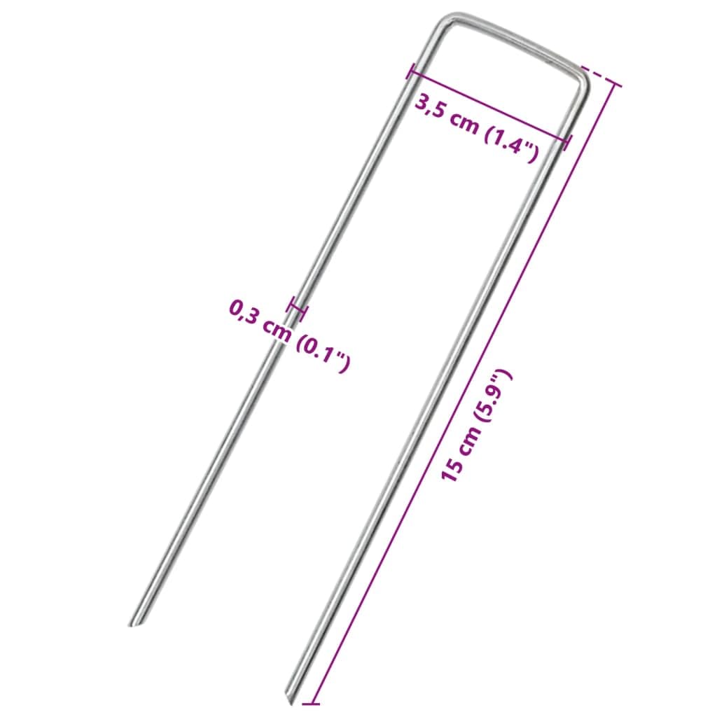 Anclaje de suelo en forma de U, 25 unidades, 15 x 3,5 cm, acero galvanizado, resistente para camping, jardín, accesorios de tienda de campaña y fijación de lona, ideal para estabilización y uso