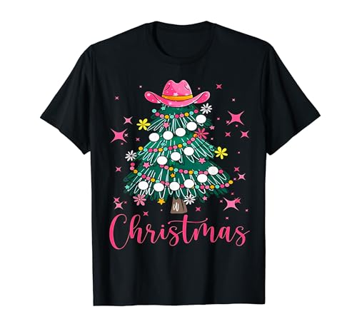 Western Cowboy Christmas Cute Cowgirl Hat and Boots New Year T-Shirt