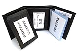 Dangerous Threads Mens Black Leather Wallet Lambskin Flip Trifold 732