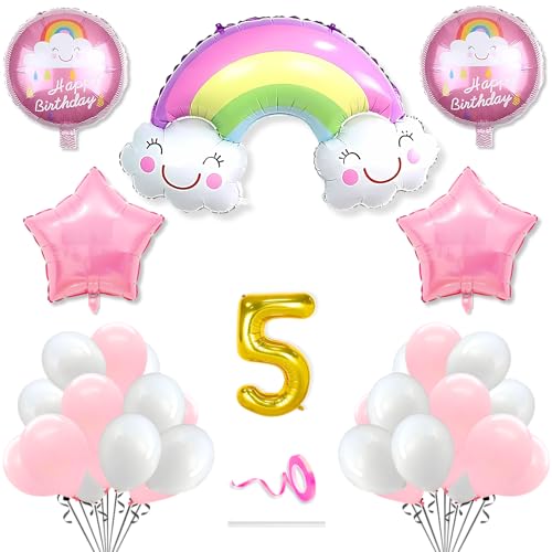 5th Rainbow Theme Decoration for Birthday Multicolour 5 year Baby...