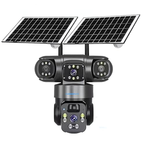 XUGA - Cybernautt X10A 12MP 3 Lens PTZ DUAL Solar 4G Sim Wireless Outdoor CCTV Camera with Three Side View | 360° | Night Vision | Siren Alarm | Outdoor | Waterproof | 2 Way Audio | Use Air-tel 4G Sim