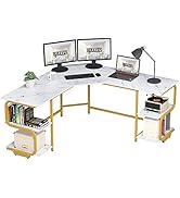 Teraves Modern L Shaped Desk with Shelves,Computer Desk/Gaming Desk for Home Office,Corner Desk w...