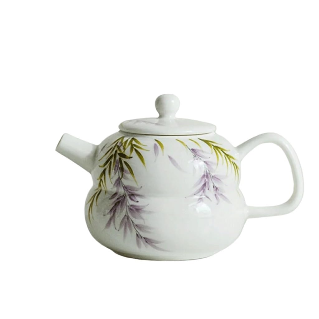 TYUHDUYUR Hand-Painted Ceramic Teapot Gourd Pot Tea Soaking Kettle with Filter Teaset Gifts (OneColor As Shown)