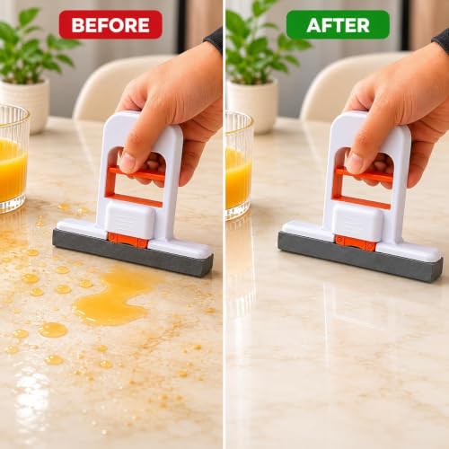 Image of UCRAVO Mini Sponge Mop for Kitchen & Home Cleaning | Self Squeeze Foldable Sponge Mop | Wet & Dry Portable Cleaning for Bathroom, Glass,Car Mirror, Countertop | Mini with Self Wringing Handle
