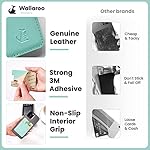 WALLAROO-Premium-Leather-Phone-Card-Holder-Stick-On-Wallet-for-iPhone-and-Android-Smartphones-Spearmint-Leather