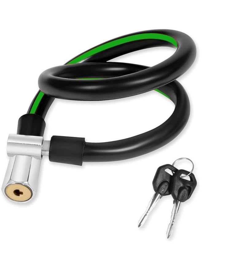 Image of Heavy Duty Steel Cable Lock - 50 cm Length, 5mm Thickness, Multipurpose Key Lock with 2 Keys - for Bikes, Cycles, Helmets, Scooters, Gates (Pack of 1)