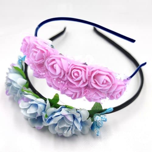 Mangalamcrafts Flower Hair Band/Headband for Baby Girls Children Hairband for Birthday/Wedding Party Function etc (2-7years) (Pink & Blue)) (B0BQGQKRHF) Amazon Price History, Amazon Price Tracker