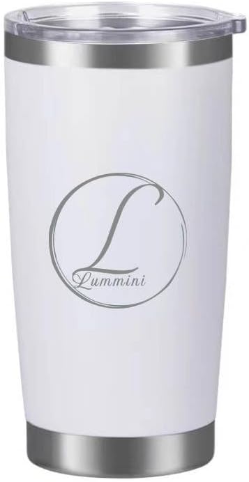 LUMMINI Taza de café aislada con tapa, vasos de acero inoxidable de 20 onzas, vasos aislados, taza de café de viaje, regalo para todos (blanco)
