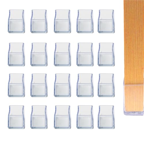 Changyeah Fundas para patas de silla cuadradas, 20 unidades, para patas de silla, rectangulares, para patas de sillas con fieltro, adhesivo suave de PVC transparente para proteger suelos