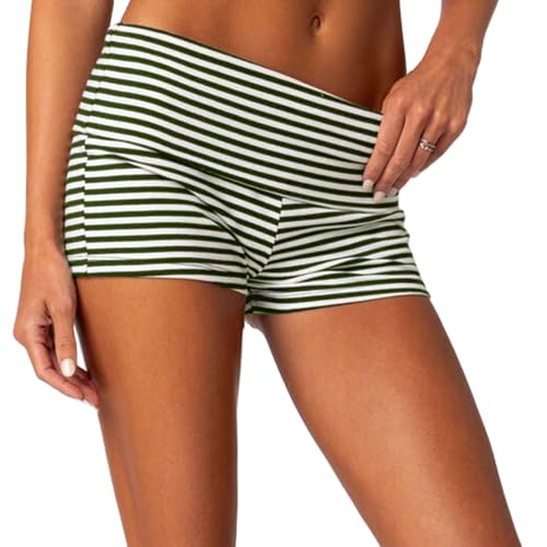 Image of Women Low Waist Lounge Shorts Fold Over Skinny Pajamas Shorts Summer Casual Pj Bottom Sleep Shorts