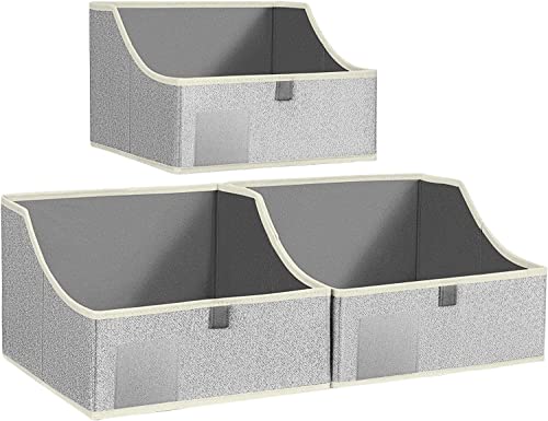 Homsorout Trapezförmige Aufbewahrungsbox Faltbare Aufbewahrungskorb mit Griff Stoff Aufbewahrungskiste Schrank Organizer zum Organisieren von Regal, Bücher, Spielzeug, Kleidung, Bücher, 3er Set Cover