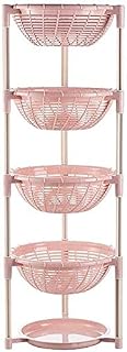 Fruta y vegetales almacenamiento cesta de almacenamiento de plástico for el hogar rack de batería de drenaje de baño 4 capas, 5 capas fuerte y robusta, rosa, 4 capas ( Color : Pink , Size : 5 Layers )