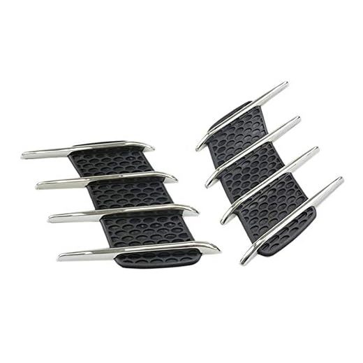 Cubierta Protectora Para Rejilla Entrada Aire Del Coche, MoreChioce 2 Piezas ABS Grille Rejilla Entrada Aire Lateral Estilo Guardabarros Recorte decorativo Estilo tiburón Negro + Plata