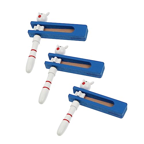 NAMOARLY 3pcs Hand-cranked Castanets Toy for Boys and Girls Educational Plaything Croaking Sound Cartoon Design