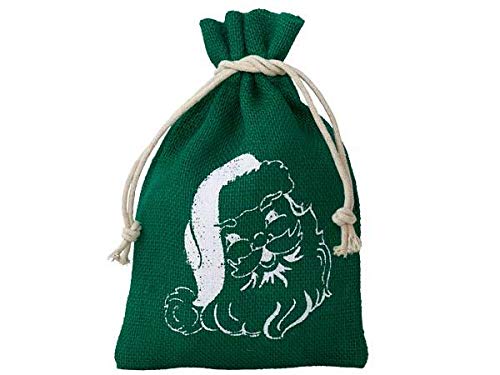 Lot de 12 sacs en jute avec motif de “Père Noël“, 100% jute, sac de Noël, décoration de Noël, emballage cadeau, calendrier de l´Avent,vert, 15x10 cm Cover