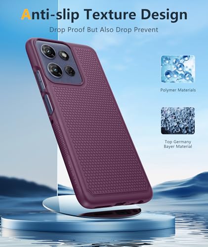 Image of FNTCASE for Moto G-Power 2025 Case: Motorola G Power 2025 Case 14FT Military Grade Drop Protection with Screen Protector Shockproof Anti-Slip Rugged Matte Dual Layer Daily Cover 6.8 Inch (Burgundy)