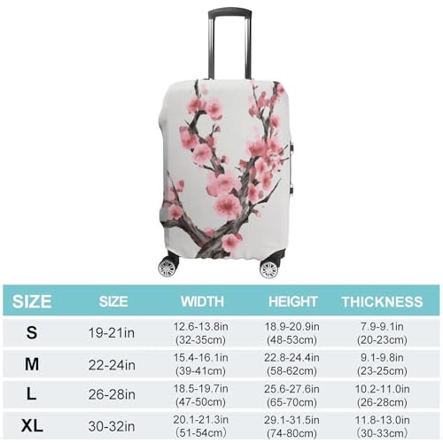 Cherry Blossom Tree Branch Elastic Luggage Cover Suitcase Protector for 19-32 Inch Suitcases | Universal Stretchable Travel Bag Cover | Anti-Scratch, Washable with Zipper Closure S2