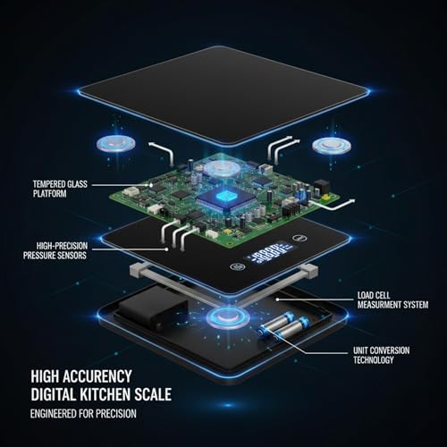 Image of SLO Digital Kitchen Weighing Scale 5kg | 1g High Precision | g /ml /oz /lb Units | Tare Function | Ultra Slim Design | LCD Display | Auto Off | 5 Years Warranty (Black)