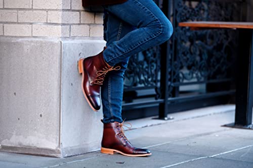 FASHION TAILORED - Oxford casual Lace up men's dress boots for business and formal events with Studded Wood & Rubber Outsole3