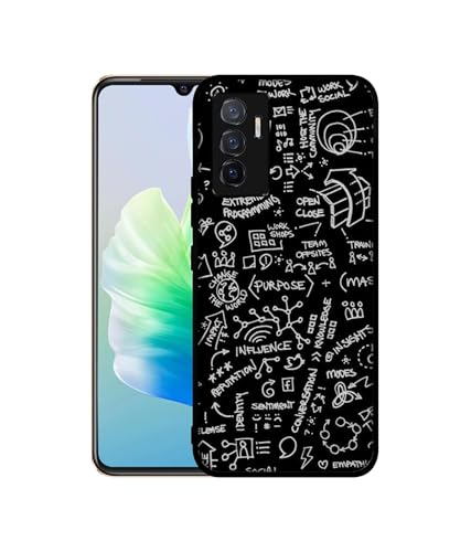 Image of Formulas Design Premium 2D Printed Metal Back Case Cover for Vivo V23E 5G / Y75 4G, Black