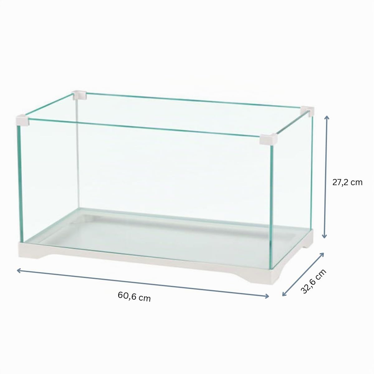 Aquariumline - Tortuguera de cristal para reptiles, tortugas de agua y de tierra, 60 x 32 x 27 cm, capacidad de 54 litros, con filtro interno