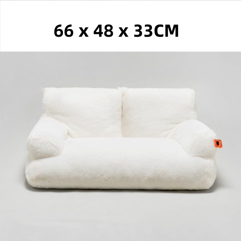 سرير اريكة للحيوانات الاليفة مقاس 26 × 19 × 13 انش، سرير قطط قابل للفصل والغسل للكلاب الصغيرة والمتوسطة والقطط حتى وزن 17 باوند، سرير للكلاب المنفوشة مع قاعدة مضادة للانزلاق (بيج)