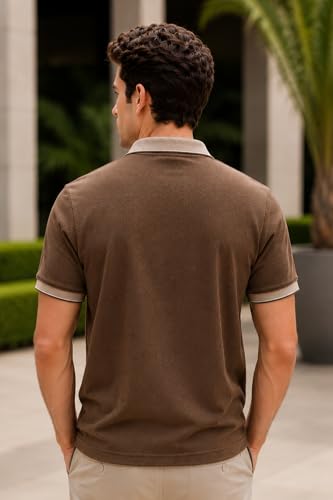 Image of GODFREY Half Cotton Polo T Shirt for Man with Pocket - Regular Fit Mens Collar Tshirt
