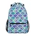 ZZKKO Colorful Mermaid Scale Boys Girls School Computer Backpacks Book Bag Travel Hiking Camping Daypack